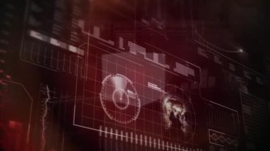 Kırmızı ekranda çeşitli veri işleme animasyonları. veri işleme, teknoloji ve dijital arayüz kavramı dijital olarak oluşturulmuş video.