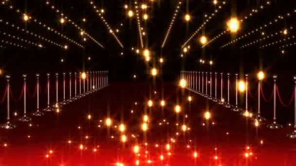 星落在红地毯上的动画 电影制作 电影奖及数码影片制作的庆祝概念 — 图库视频影像