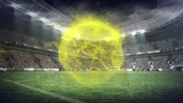 Animation Yellow Smoke Rotating Stadium Global Sports Competition Concept Digitally — Stock Video