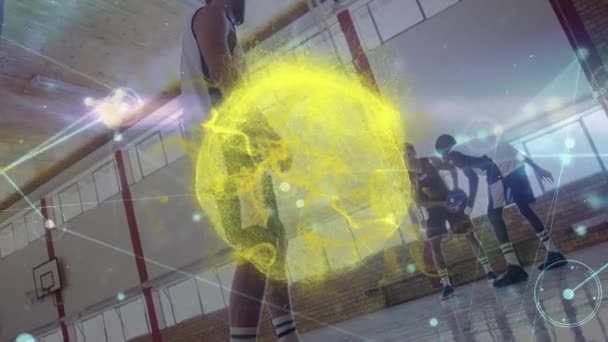노란색 법정의 선수들에 애니메이션이다 글로벌 스포츠 디지털 비디오 — 비디오
