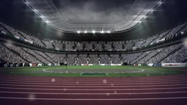 夜になるとスタジアムに明滅する光のアニメーション スポーツと競争の概念をデジタルで生成し — ストック動画