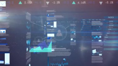 Veri işleme üzerine simgelerle bağlantı ağının animasyonu. küresel bağlantılar ve veri işleme konsepti dijital olarak oluşturulmuş video.