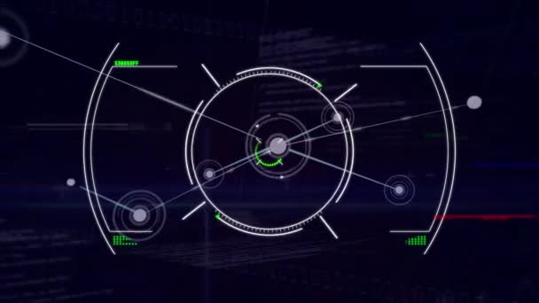 Анимация Сети Соединений Иконками Области Сканирования Обработки Данных Глобальные Соединения — стоковое видео