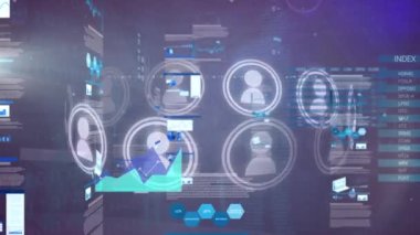 Veri işleme üzerine insan simgeleriyle bağlantı ağının animasyonu. küresel bağlantılar ve veri işleme konsepti dijital olarak oluşturulmuş video.