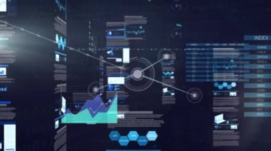 Veri işleme üzerine simgelerle bağlantı ağının animasyonu. küresel bağlantılar ve veri işleme konsepti dijital olarak oluşturulmuş video.