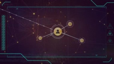 Veri işleme üzerine insan simgeleriyle bağlantı ağının animasyonu. küresel bağlantılar ve veri işleme konsepti dijital olarak oluşturulmuş video.