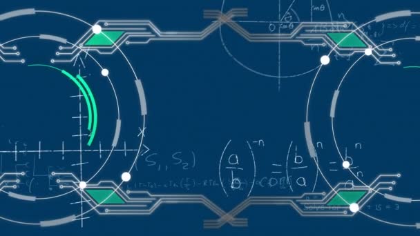 Animación Del Escaneo Del Alcance Ecuaciones Matemáticas Sobre Fondo Azul — Vídeo de stock