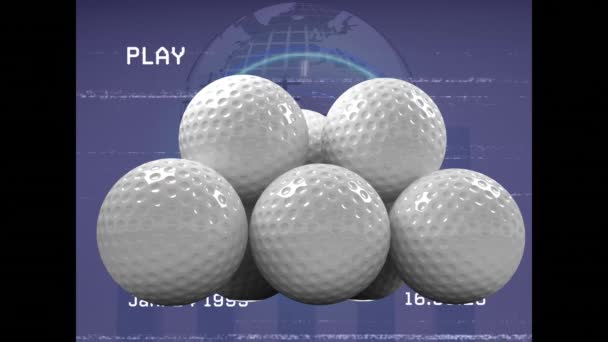 Animazione Palline Golf Cerchio Globo Concetto Globale Sport Interfaccia Digitale — Video Stock