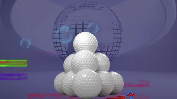 Animación Pelotas Golf Sobre Burbujas Globo Concepto Deporte Global Interfaz — Vídeo de stock