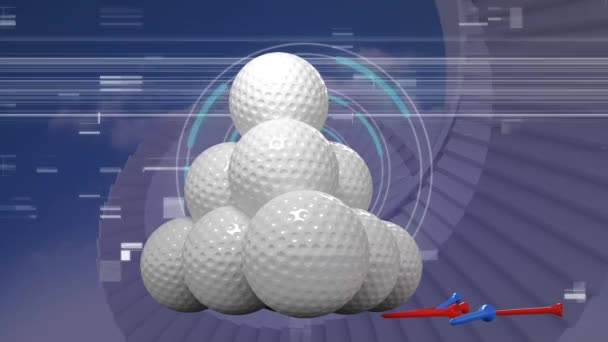 Animación Pelotas Golf Sobre Formas Escaneo Alcance Concepto Deporte Global — Vídeos de Stock