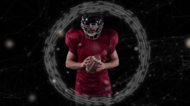 Çemberin animasyonu ve benim olayım. Beyazlı Amerikan futbolcusuna yazılmış bir mesaj. global spor ve dijital arayüz konsepti dijital olarak oluşturulmuş video.