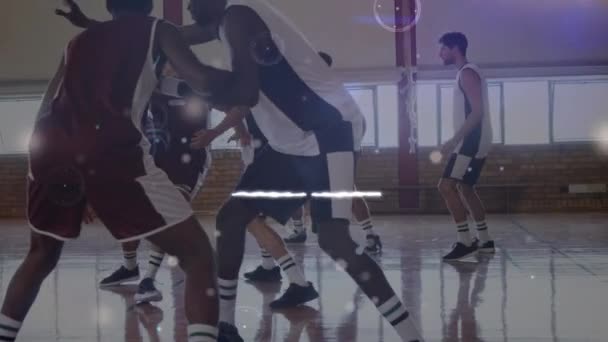 Animace Lásky Text Síť Spojení Přes Různé Skupiny Basketbalistů Globální — Stock video