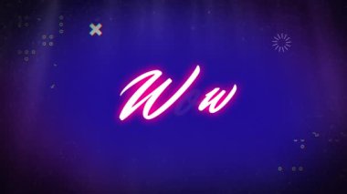 Mavi arkaplanda wow metninin animasyonu. Sosyal medya ve iletişim arayüzü kavramı dijital olarak oluşturulmuş video.