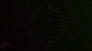 Siyah arkaplanda veri işleme ve şekillerin animasyonu. küresel iş ve dijital arayüz kavramı dijital olarak oluşturulmuş video.