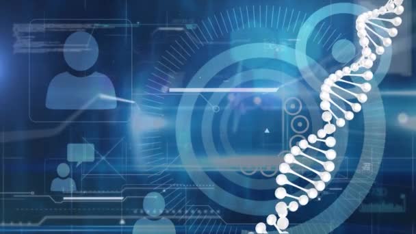 Animazione Dell Elaborazione Dei Dati Del Filamento Del Dna Sfondo — Video Stock