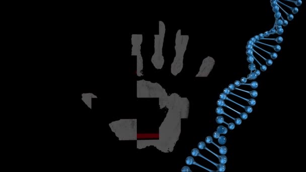 Animering Databehandling Och Fingeravtryck Svart Bakgrund Globalt Koncept För Medicin — Stockvideo