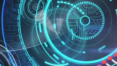 Mavi arkaplanda 5G metin ve tarama animasyonu. küresel tıp ve dijital arayüz kavramı dijital olarak üretilen video.