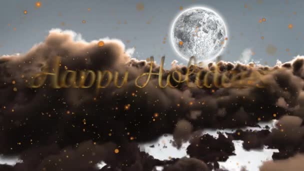 Animation Joyeuses Vacances Texte Sur Les Taches Lune Les Nuages — Video