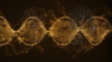 İnsan büstü üzerinde dönen DNA iplikçiklerinin animasyonu. küresel bilim, tıp ve veri işleme kavramı dijital olarak oluşturulmuş video.