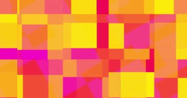 Hareket eden kırmızı, pembe, turuncu ve sarı dikdörtgenlerin animasyonu. renk, hareket ve dijital arayüz videosu dijital olarak oluşturuldu.
