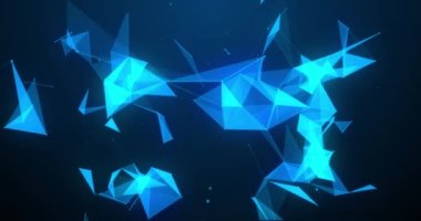 Siyah arka planda hareket eden mavi geometrik şekillerin animasyonu. renk, hareket ve dijital arayüz videosu dijital olarak oluşturuldu.