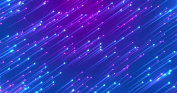 青の背景に浮かぶピンクと青の光のアニメーション デジタルインターフェースの概念をデジタルで生成したビデオ — ストック動画