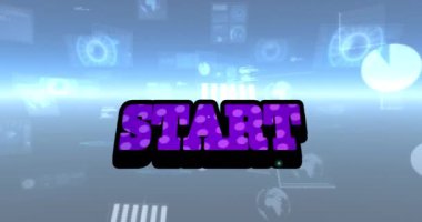 Siyah arkaplan üzerinde metin ve veri işleme başlatma canlandırması. Sosyal medya ve iletişim arayüzü kavramı dijital olarak oluşturulmuş video.