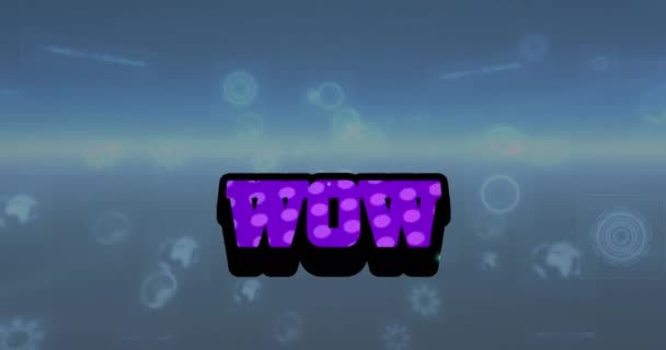 Animation Wow Texte Traitement Données Sur Fond Bleu Concept Interface — Video