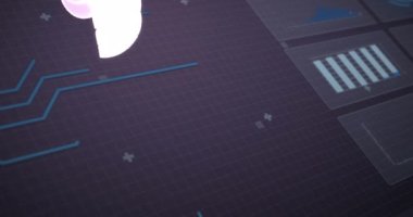 Gri arkaplanda metin ve veri işlemeye başlama animasyonu. Sosyal medya ve iletişim arayüzü kavramı dijital olarak oluşturulmuş video.