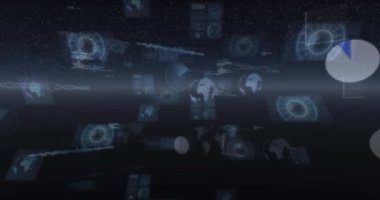 Siyah arkaplan üzerinde metin ve veri işleme başlatma canlandırması. Sosyal medya ve iletişim arayüzü kavramı dijital olarak oluşturulmuş video.