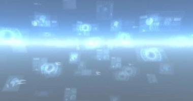 Siyah arkaplan üzerinde metin ve veri işleme başlatma canlandırması. Sosyal medya ve iletişim arayüzü kavramı dijital olarak oluşturulmuş video.