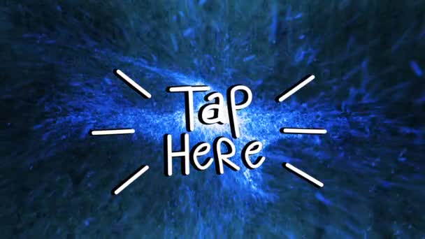 Animation Tap Here Text Blue Spots Black Background Social Media — Stock Video