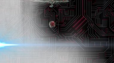 Bağlantı ağı üzerinden mavi noktaların ve suyun animasyonu. küresel iş, finans, bağlantılar ve dijital arayüz konsepti dijital olarak oluşturulmuş video.