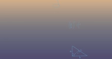 Mavi arkaplanda matematiksel denklemlerin animasyonu. küresel bilim ve dijital arayüz kavramı dijital olarak oluşturulmuş video.