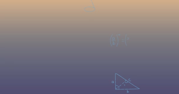 Анімація Математичних Рівнянь Синьому Фоні Концепція Глобальної Науки Цифрового Інтерфейсу — стокове відео