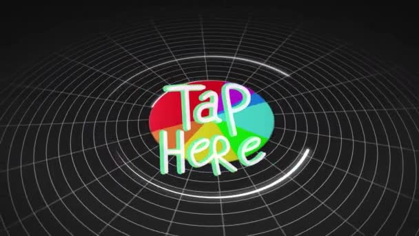 Animation Tap Here Text Data Processing Black Background Social Media — Stock Video