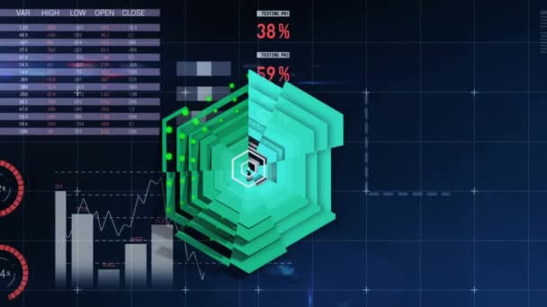 Animación Del Procesamiento Datos Sobre Fondo Azul Concepto Interfaz Comunicación — Vídeos de Stock