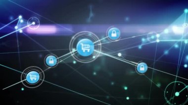 Işıldayan noktaları olan insanlarla bağlantı ağının animasyonu. küresel ağlar, bağlantılar ve dijital arayüz konsepti dijital olarak oluşturulmuş video.