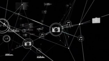 İstatistikler üzerinden insanlarla olan bağlantı ağının animasyonu. küresel ağlar, bağlantılar ve dijital arayüz konsepti dijital olarak oluşturulmuş video.