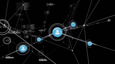 Işıldayan noktaları olan insanlarla bağlantı ağının animasyonu. küresel ağlar, bağlantılar ve dijital arayüz konsepti dijital olarak oluşturulmuş video.