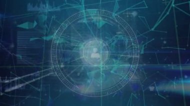 Veri işleme üzerine insan simgeleriyle bağlantı ağının animasyonu. küresel ağlar, bağlantılar ve veri işleme konsepti dijital olarak oluşturulmuş video.