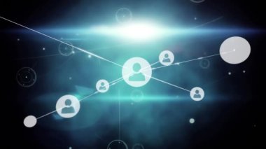 Işıldayan noktaları olan insanlarla bağlantı ağının animasyonu. küresel ağlar, bağlantılar ve dijital arayüz konsepti dijital olarak oluşturulmuş video.