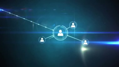 Parlak arkaplan üzerinde insan simgeleriyle bağlantı ağının animasyonu. küresel bağlantılar, ağlar ve dijital arayüz konsepti dijital olarak oluşturulmuş video.