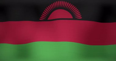Malawi bayrağı sallamanın animasyonu. Vatanseverlik ve dünyanın bayrağı dijital olarak üretilen video konsepti.