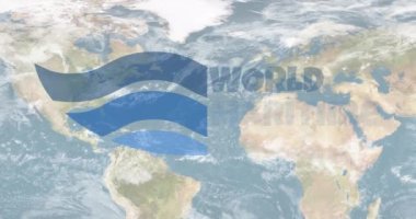 Dünya Denizcilik Günü metninin dünya çapında animasyonu. dünya deniz günü ve dijital olarak üretilen video konsepti.