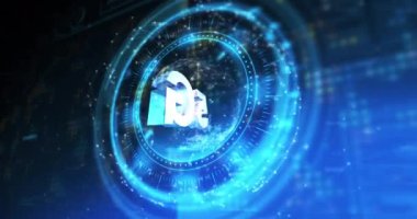 5g üzerinde mavi ve siyah dijital alan olan işlem çemberinin animasyonu. İletişim, ağ ve teknoloji konsepti dijital olarak oluşturulmuş video.