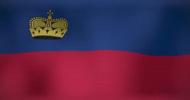 Liechtenstein bayrağını sallamanın animasyonu. Vatanseverlik ve dünyanın bayrağı dijital olarak üretilen video konsepti.