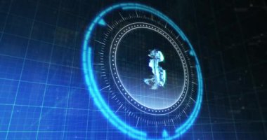 5g üzerinde mavi ve siyah dijital alan olan işlem çemberinin animasyonu. İletişim, ağ ve teknoloji konsepti dijital olarak oluşturulmuş video.