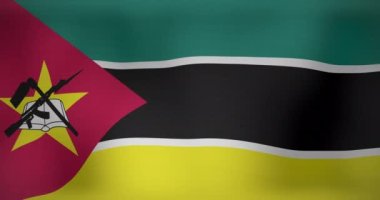 Mozambik bayrağını sallamanın animasyonu. Vatanseverlik ve dünyanın bayrağı dijital olarak üretilen video konsepti.