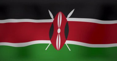 Kenya bayrağı sallamanın animasyonu. Vatanseverlik ve dünyanın bayrağı dijital olarak üretilen video konsepti.